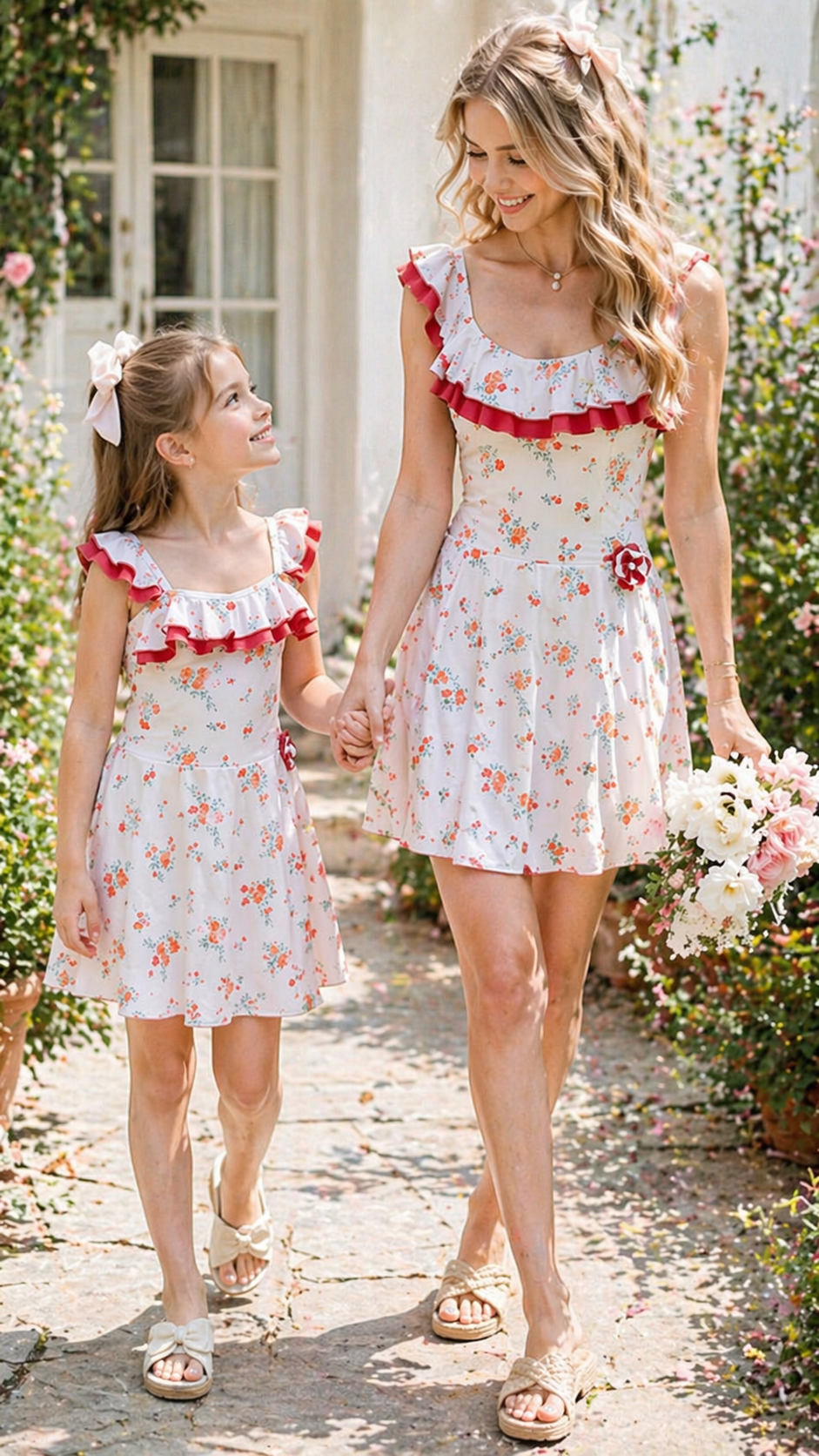 Blush Garden Mommy and Me -uimapuvut - Ruffle-uimamekko