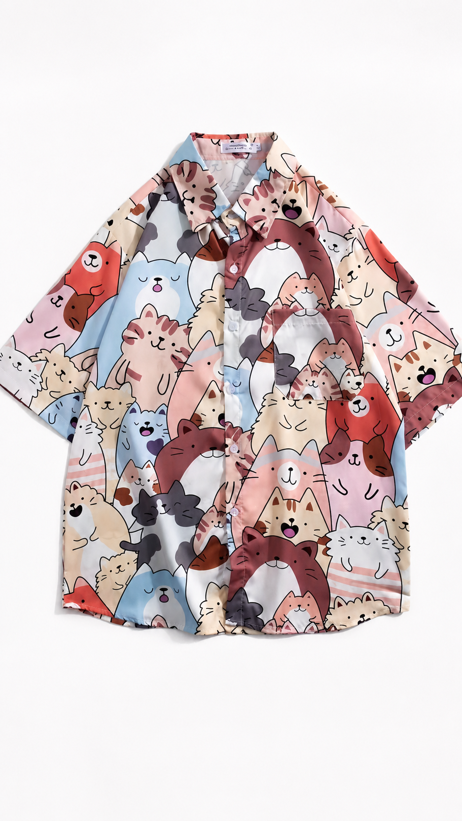 Playful Cat Parade ファミリー マッチング トップス — ボタンアップ シャツ