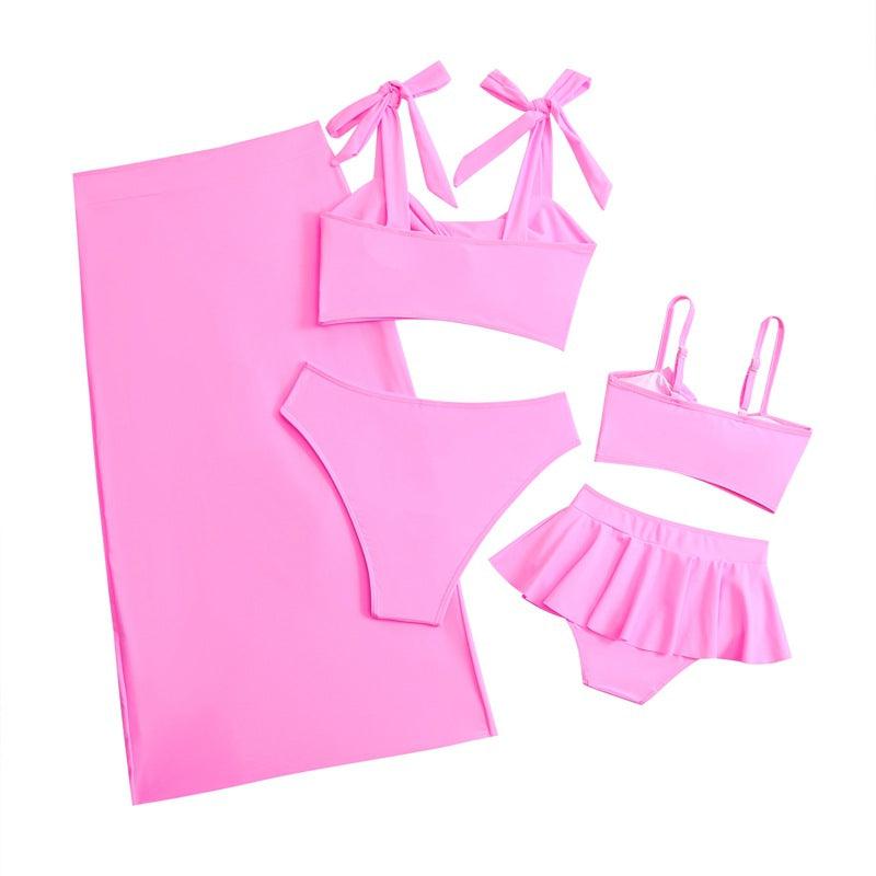 Chic Family Tides: Mother & Daughter Matching Two-Piece Swimsuit with Skirt - Vibrant & Versatile Swimwear Collection-dresslikemommy.com