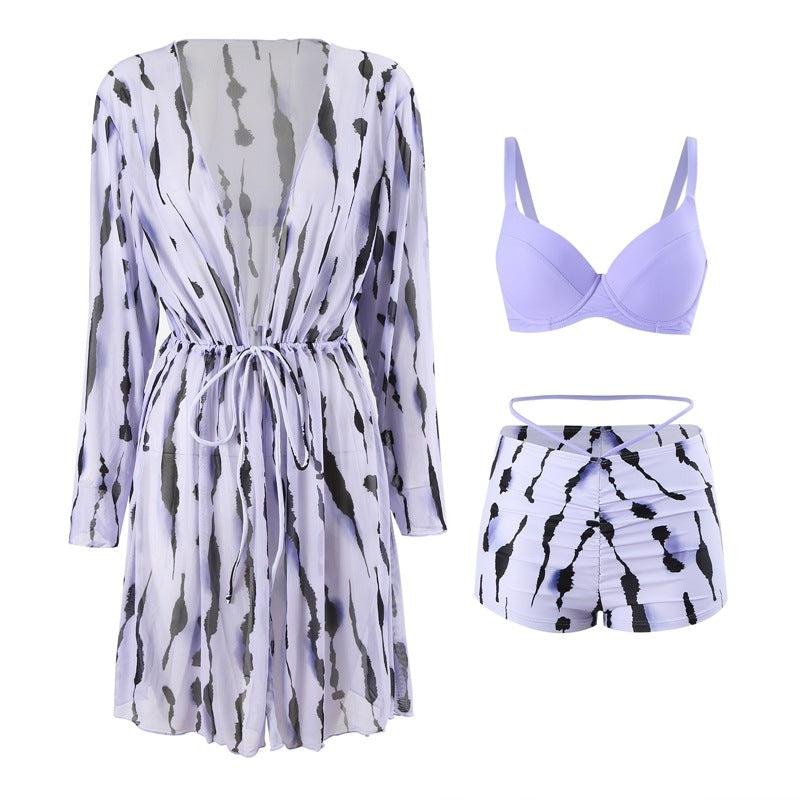 Detail image of family matching swimsuits with floral print