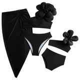 Chic Two-Piece Swimsuit with Skirt Family Matching Swimwear for Mother and Daughter Available in Blue, Green, Black-dresslikemommy.com