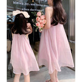 Elegant Chiffon Sleeveless Dress with Sequin Detail - Mother and Daughter Matching Outfits-dresslikemommy.com