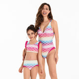 Mother & Daughter Pastel Mermaid Scales Swimsuit with Frill Detail-dresslikemommy.com