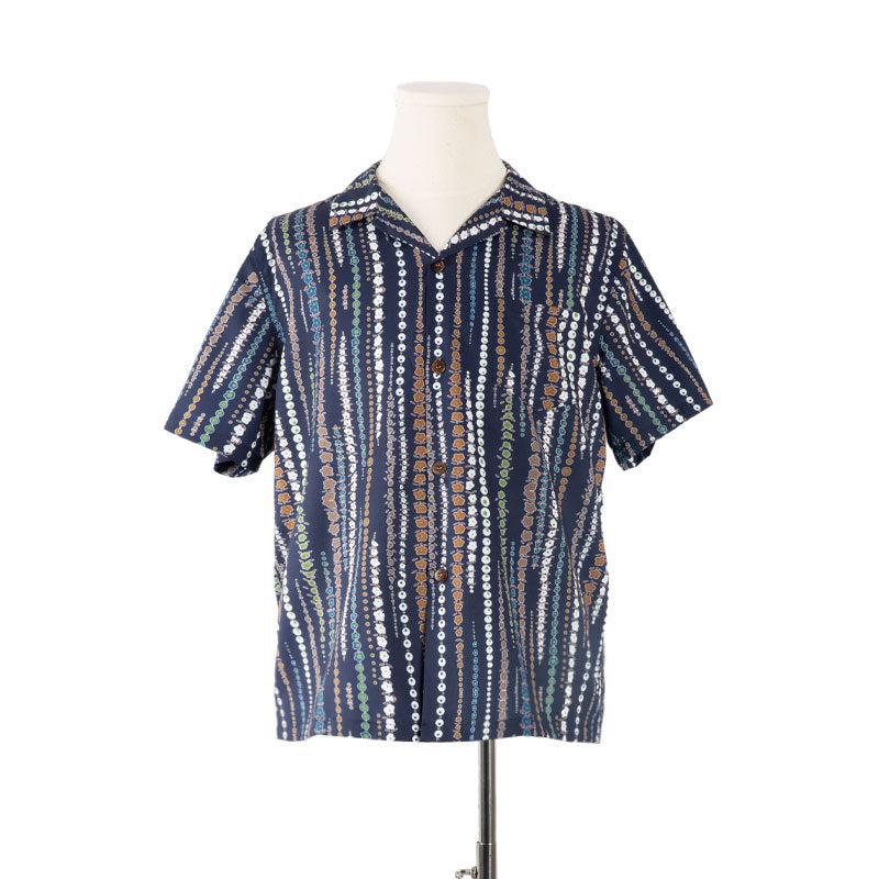 Close product view of family matching shirts with floral print