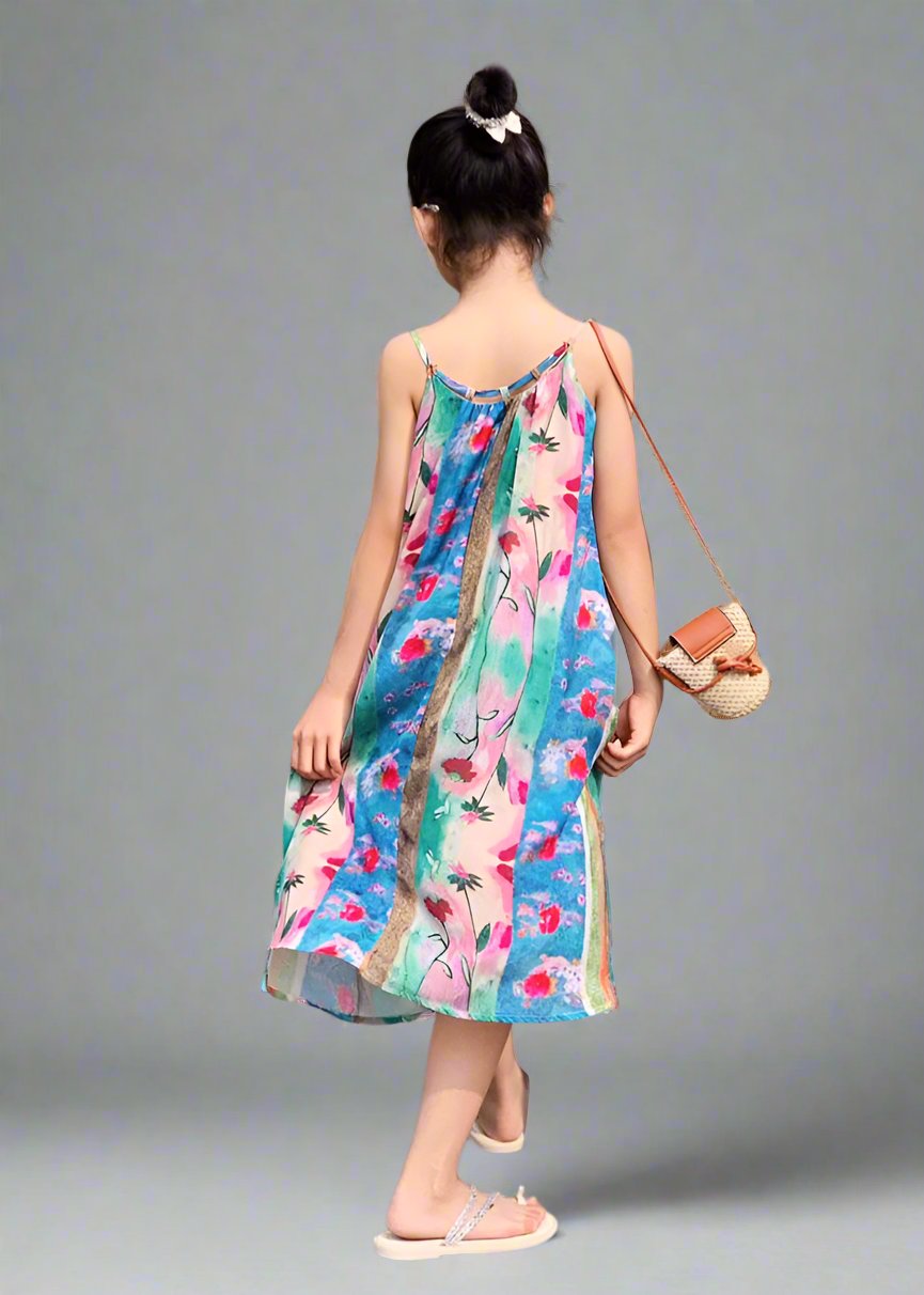 Matching colorful floral dresses for mommy and daughter summer outfits