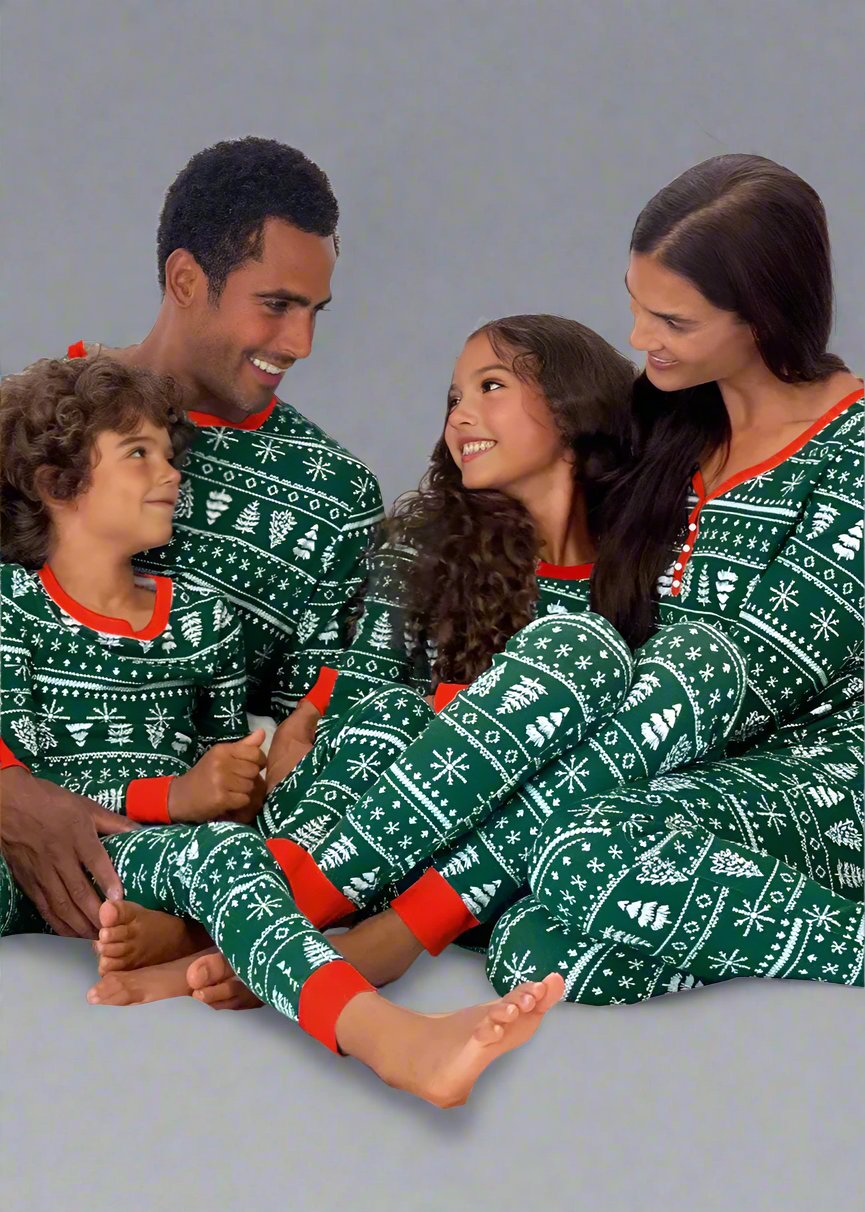 Green And Red Christmas Pajamas Family Matching Christmas Tree