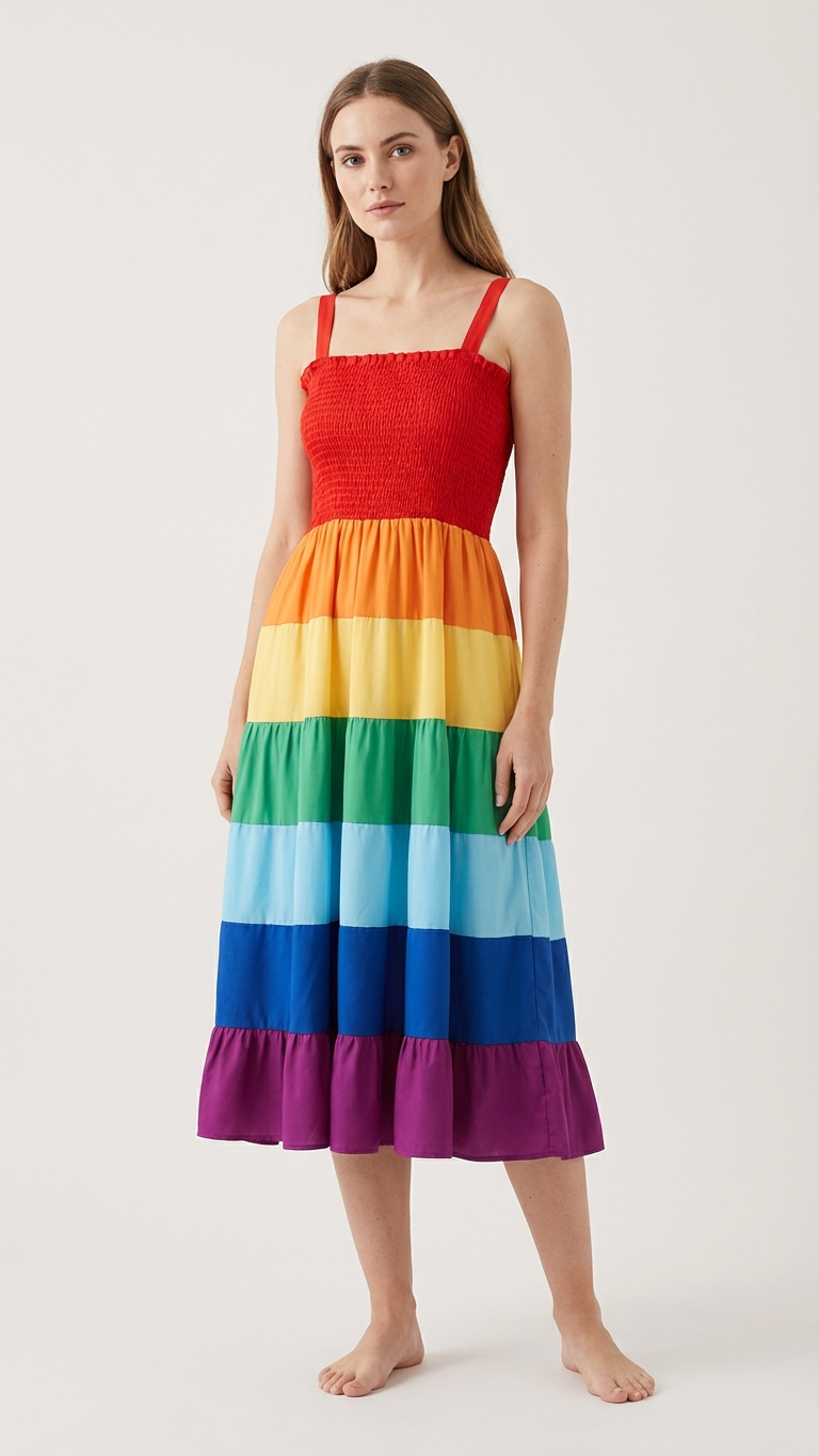 Detail image of mommy and me matching sets with rainbow stripe