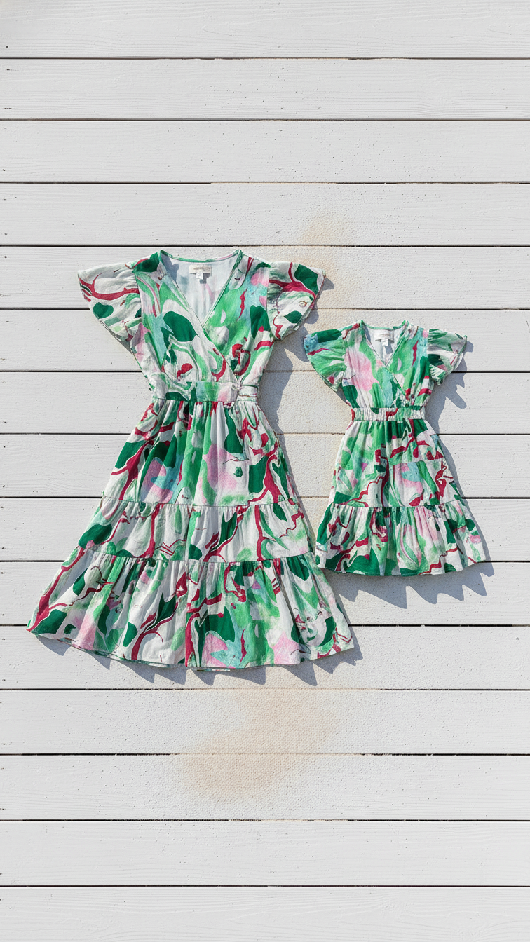 Detail image of family matching matching sets with floral print