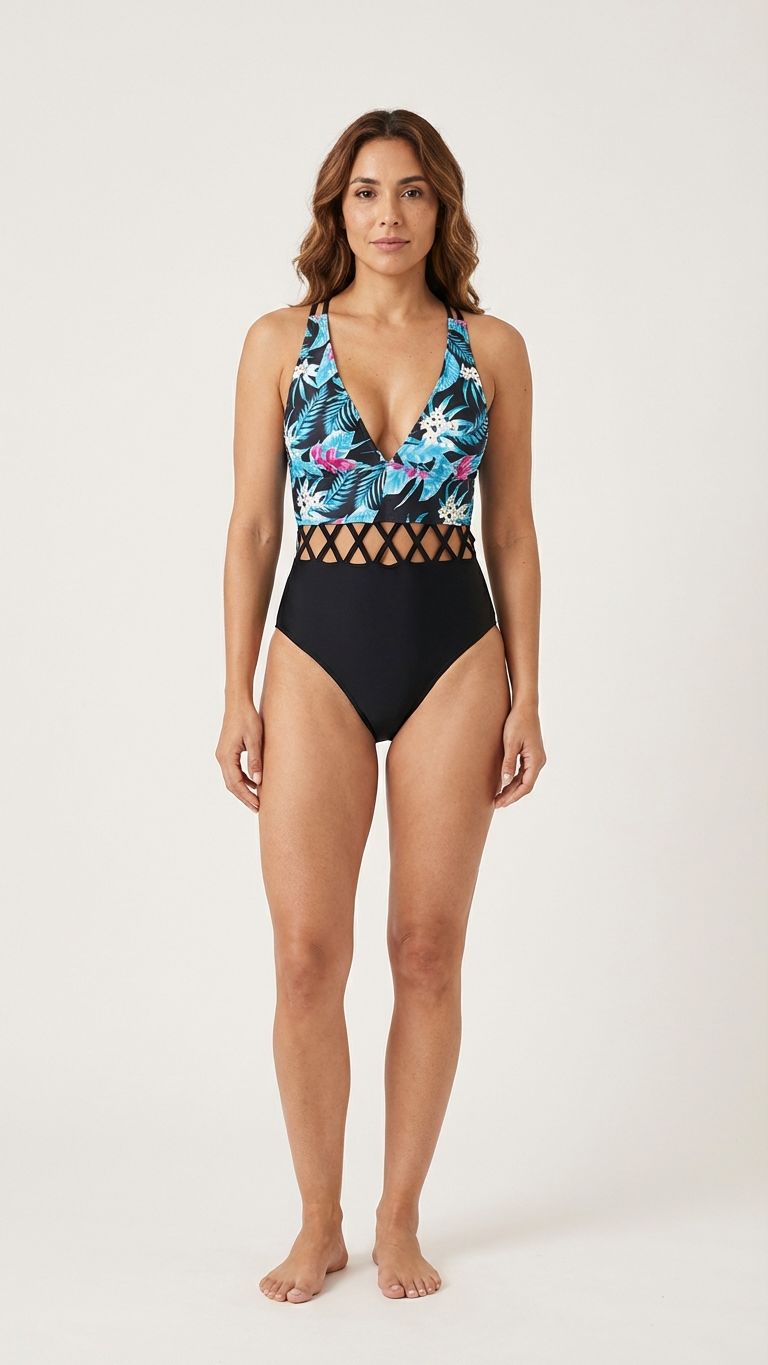 Detail image of mommy and me bikini sets with halloween print