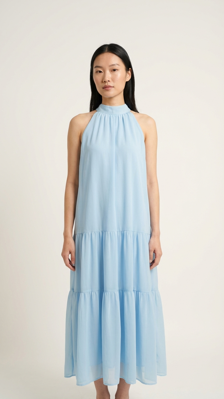 Detail image of mommy and me maxi dresses with blue