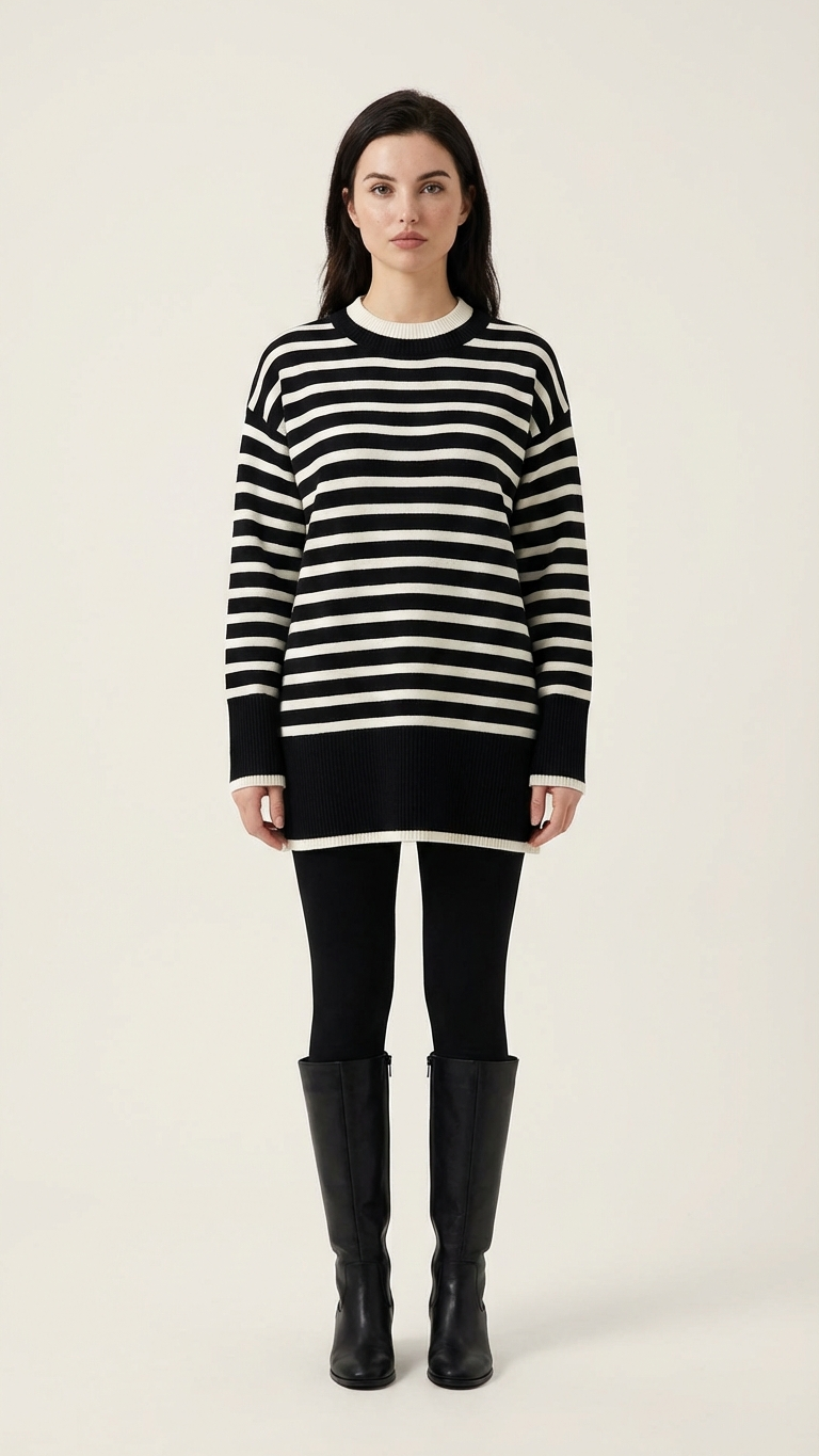 Detail image of mommy and me matching sets with black white striped