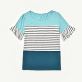 Matching Striped Patchwork Flare Sleeve T-shirts - dresslikemommy.com