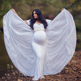 Maternity Long Dress with Chiffon Cloak Short Sleeve Sweet Heart - dresslikemommy.com