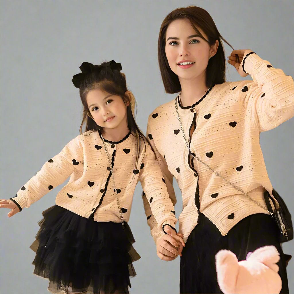 Matching Cardigans Matching Mother and Daughter Heart Knit Cardigans C... | DLM โ Dress ...