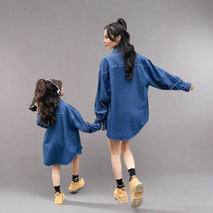 Trendy Family Denim Shirts for Father, Mother, and Daughter