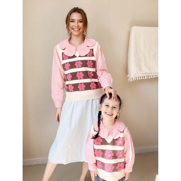 Celebrity Parent-Child Vest Towel Embroidery-Sweaters-dresslikemommy.com