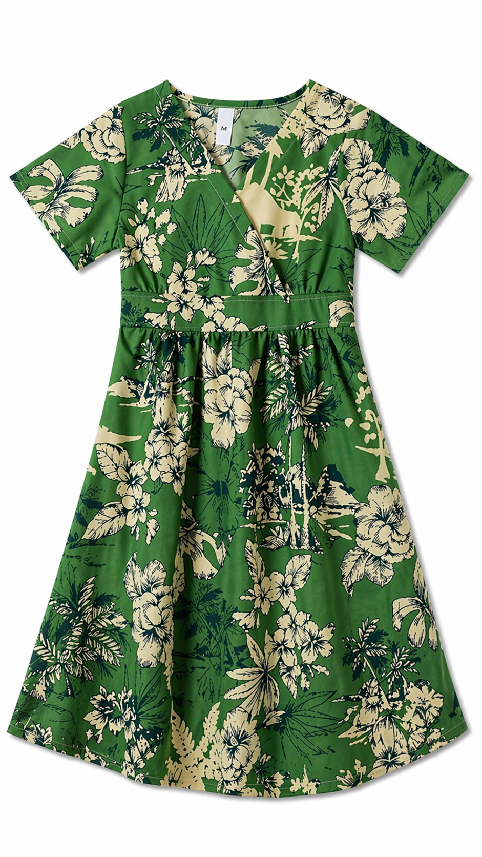 Bijpassende set voor de familie Green Palm Safari - Jurk en korte broek