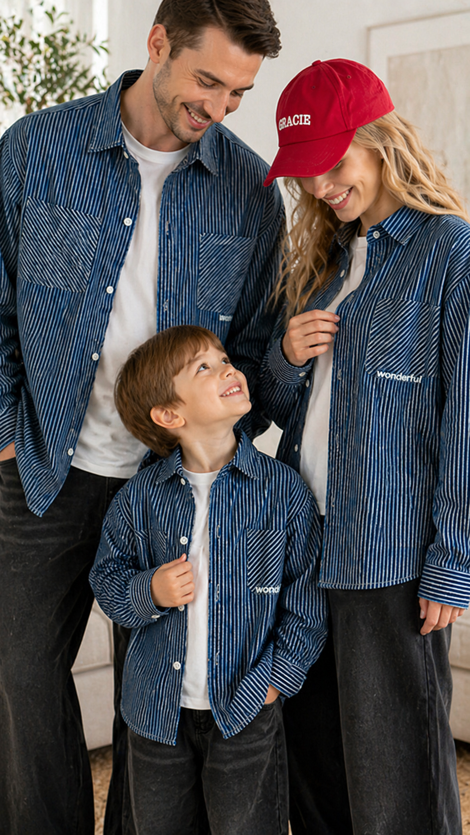 Blue Stripe Perheen yhteensopivia toppeja - Button-Up-paita