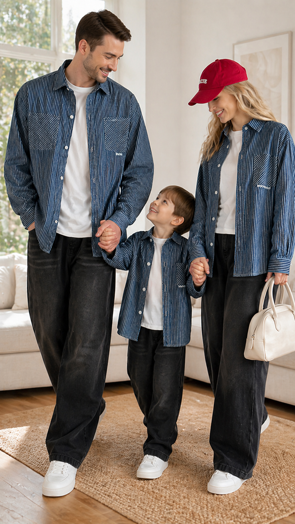 Blue Stripe Perheen yhteensopivia toppeja - Button-Up-paita