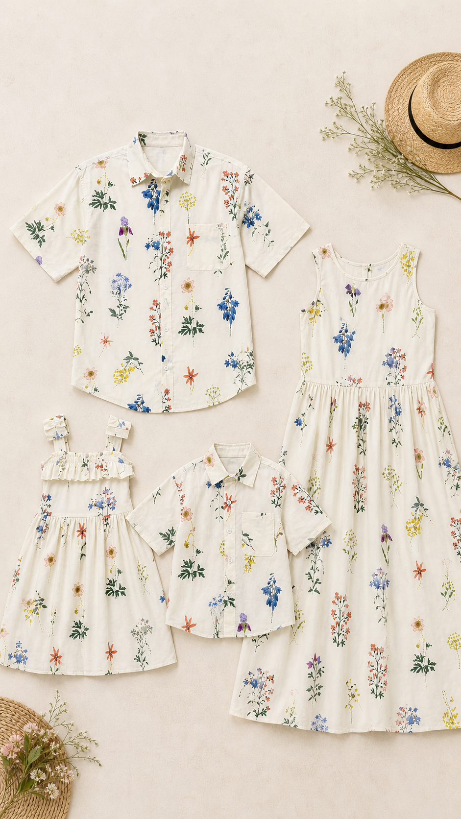 Семейный комплект Willow Wildflower — платья и рубашки