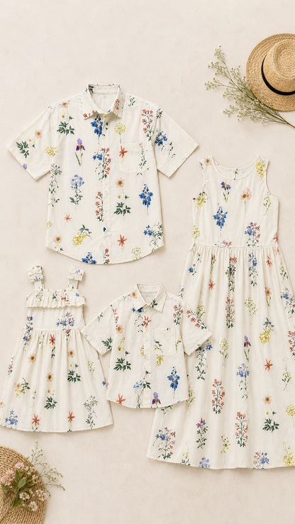 Семейный комплект Willow Wildflower — платья и рубашки