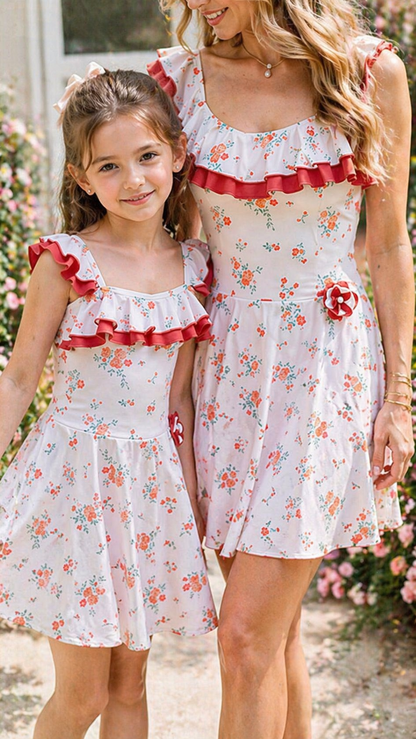 Blush Garden Mommy and Me -uimapuvut - Ruffle-uimamekko