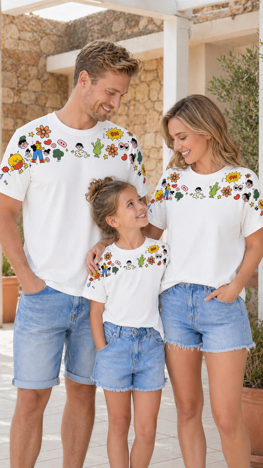 رسوم متحركة مرحة مطابقة للعائلة بلوزات - تي شيرت كارتوني