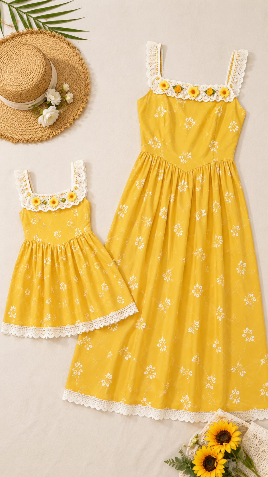 Sunshine Daisy Family Matching Set - Dress & Shirt