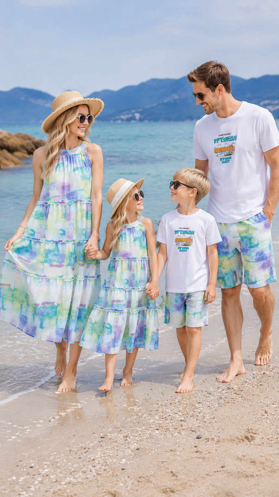 Conjunto familiar a juego Sunset Ombre - Vestido y pantalones cortos