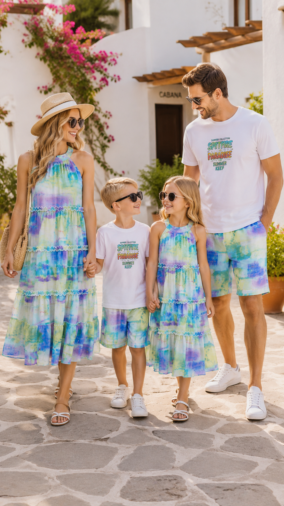 Conjunto familiar a juego Sunset Ombre - Vestido y pantalones cortos