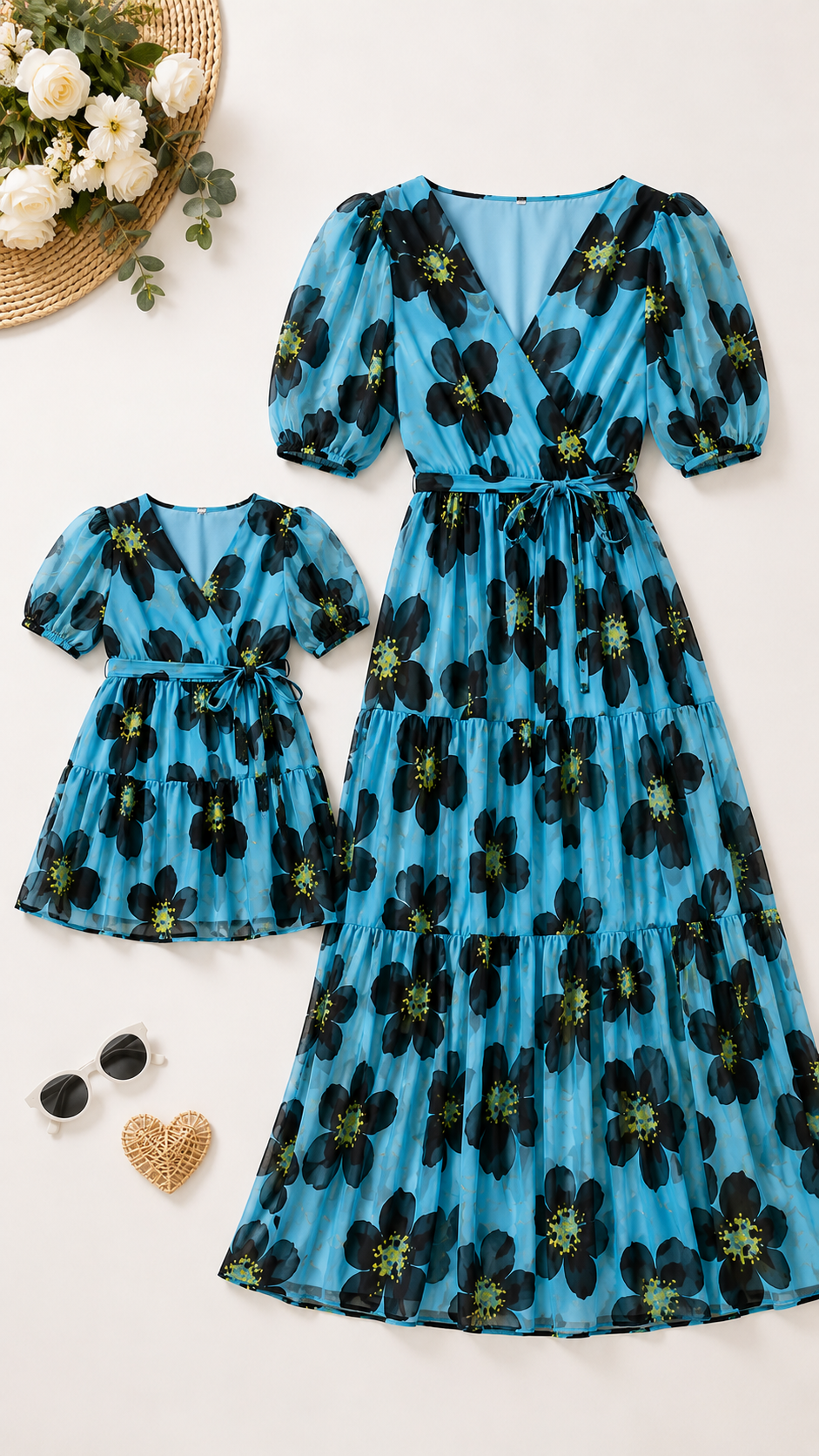 Ocean Bloom Mamma e Me Abiti - Chiffon da spiaggia
