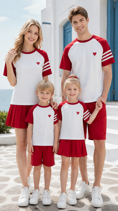 Red Heart raglan family matching cotton tee