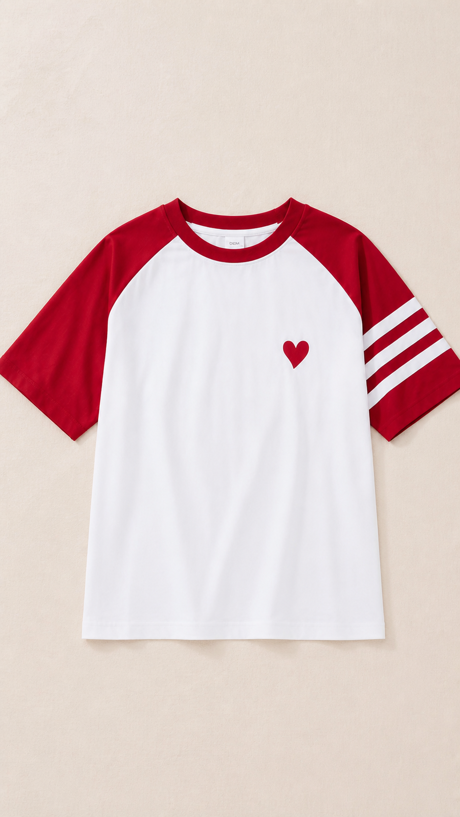 Red-and-white heart family tops for mom dad and kids