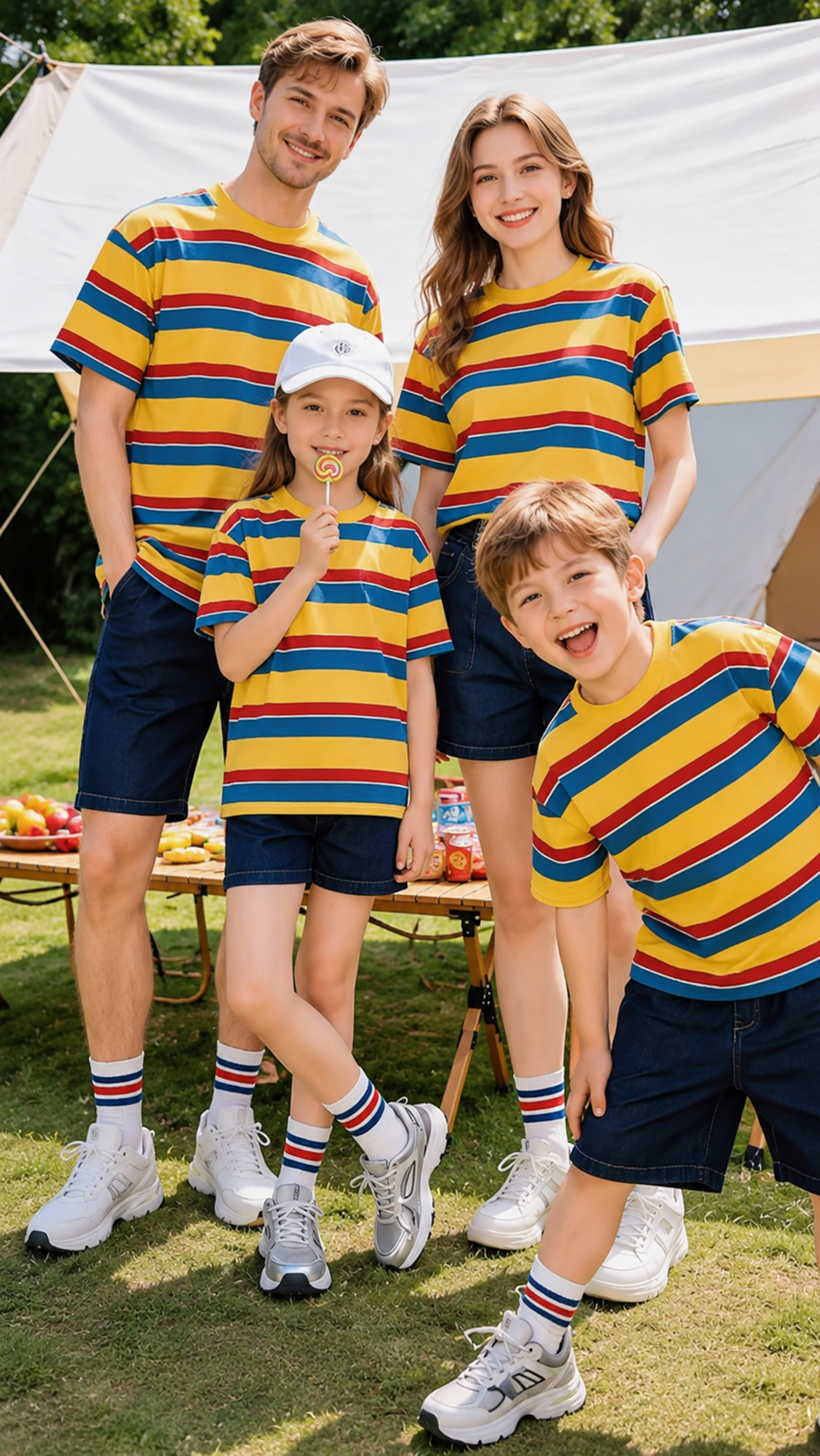 Sunshine Stripe Family Matching Tops - Cotton Tee