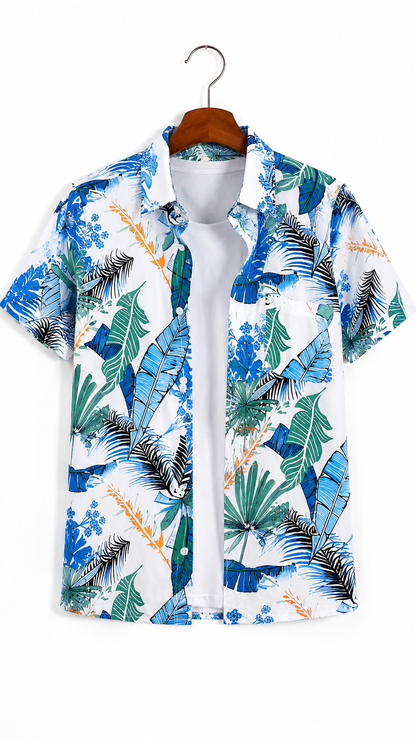 Coastal Banana Leaf ファミリー マッチング トップス — ボタンアップ シャツ