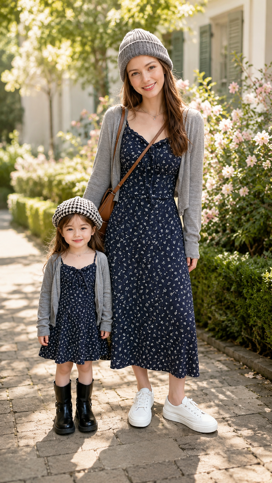 Šaty Navy Sprig Mommy and Me — Šaty a Cardigan