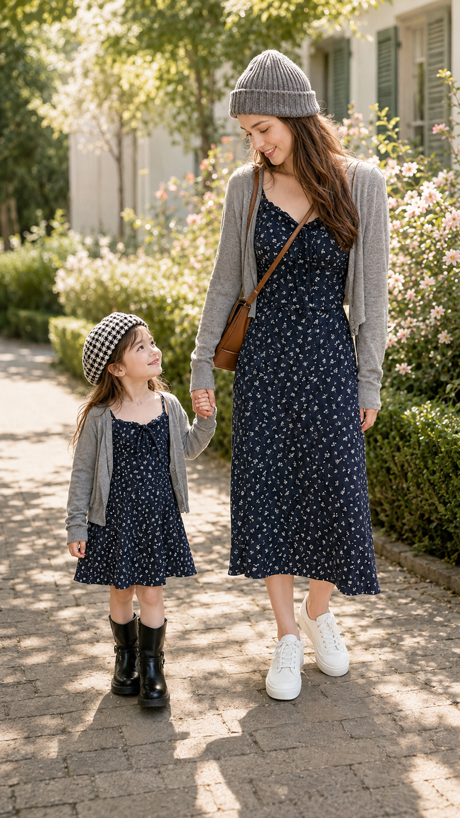 Šaty Navy Sprig Mommy and Me — Šaty a Cardigan