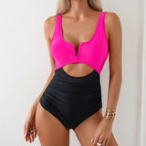 Chic Color-Block One-Piece Swimsuit for Mother & Daughter Vibrant & Sleek Beachwear-dresslikemommy.com