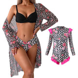 Chic Family Bonding - Mother & Daughter Matching Swimsuit Set with Long-Sleeved Cover-Up-dresslikemommy.com