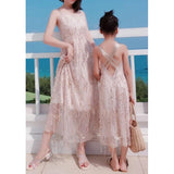 Chic Family Matching Sleeveless Dresses Ruffled Hem, Mother-Daughter Summer Outfit-dresslikemommy.com