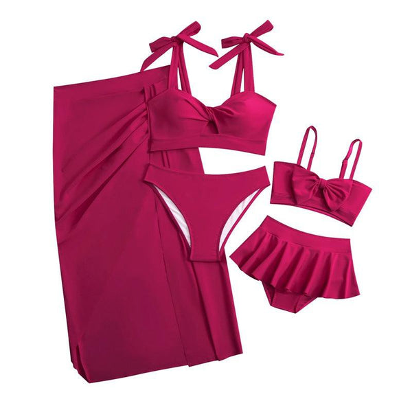Chic Family Tides: Mother & Daughter Matching Two-Piece Swimsuit with Skirt - Vibrant & Versatile Swimwear Collection-dresslikemommy.com