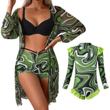 Chic Mother-Daughter Matching Swimsuit Set with Floral Cover-Up Family Beachwear Collection-dresslikemommy.com