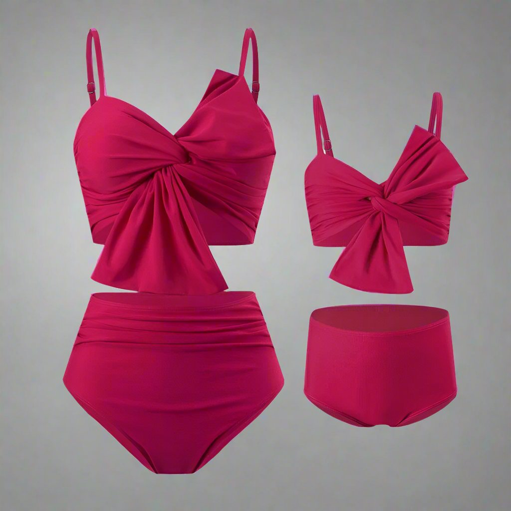 Chic Mother-Daughter Two-Piece Swimsuit - Family Matching Swimwear in Vibrant Colors-dresslikemommy.com