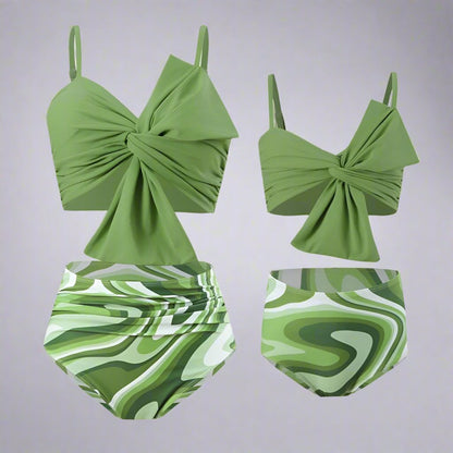 Chic Mother-Daughter Two-Piece Swimsuit - Family Matching Swimwear in Vibrant Colors-dresslikemommy.com