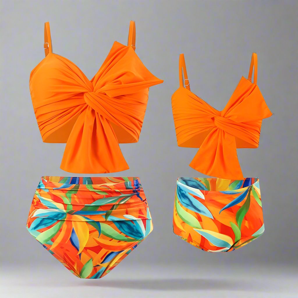 Chic Mother-Daughter Two-Piece Swimsuit - Family Matching Swimwear in Vibrant Colors-dresslikemommy.com