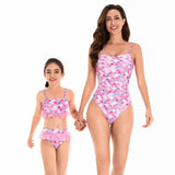 Chic Pink Mermaid Scales Tankini Set for Mother and Daughter-dresslikemommy.com
