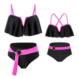 Chic Two-Piece Swimsuit Set Ruffle Detail Top and High-Waisted Bottoms in Four Vibrant Colors-dresslikemommy.com