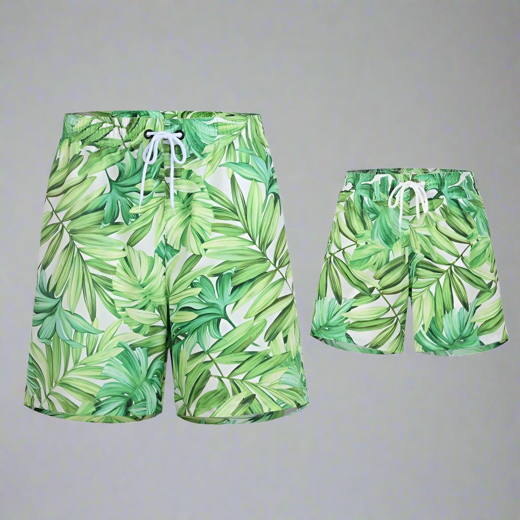 Dynamic Duo" Father and Son Matching Swim Trunks - Family Beachwear Set-dresslikemommy.com