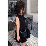Elegant Black Ruffle Dress - Chic Sleeveless Layered Dress for Mother and Daughter, Perfect for Parties and Events-dresslikemommy.com