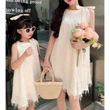 Elegant Mother & Daughter Matching Summer Dress - Ruffled Layered Chiffon with Sequin Embellishments-dresslikemommy.com